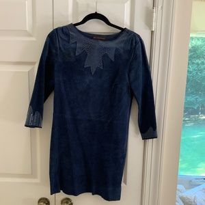 Kate Moss Dress Womens US2 Blue Topshop Limited Edition Snakeskin Suede $320